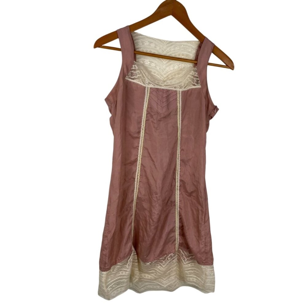 Sparkle and Fade Women's Silk Lace Coquette Feminine Dress Pink Size S